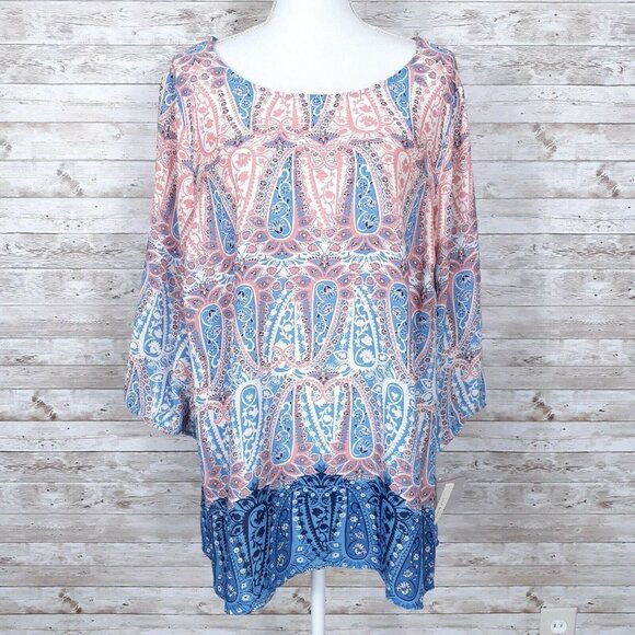Lily Black Blouse 2X Top Paisley 809 - Picture 1 of 6